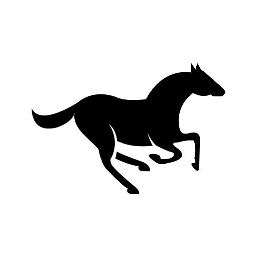 Running horse side view