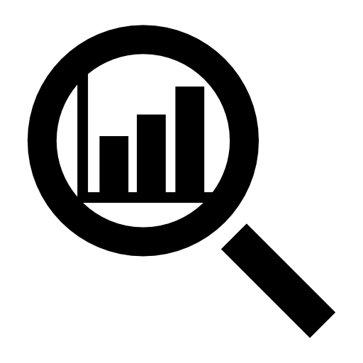 Magnifier search symbol on a bars graphic