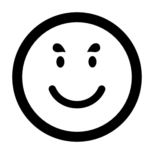 Smiling emoticon face in a square