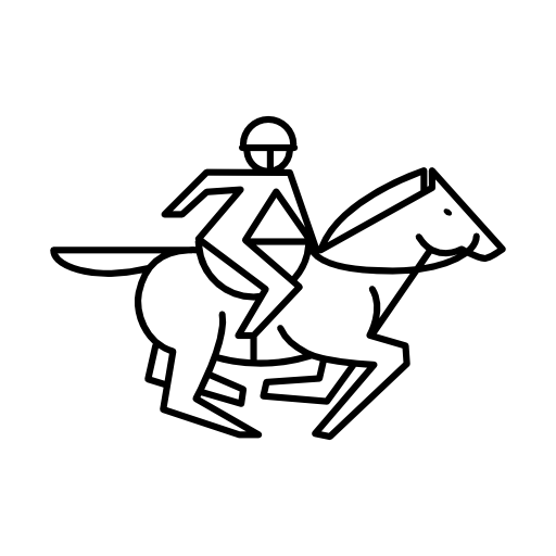 Running horse with racer and saddle outline