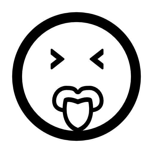 Emoticon square face with closed eyes and tongue out