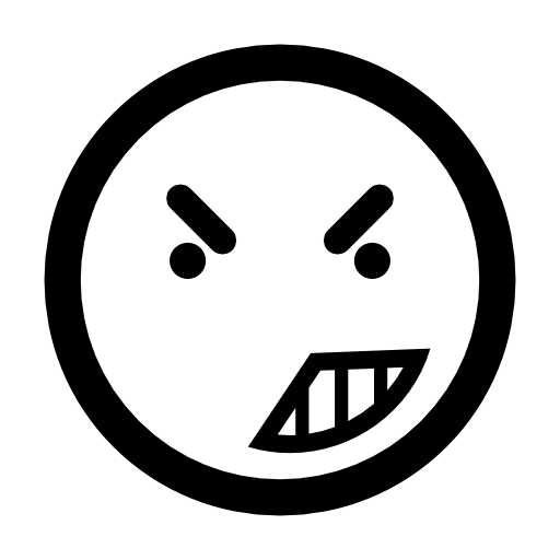 Anger on emoticon face of rounded square outline