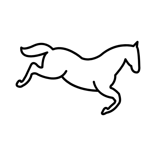 Jumping horse going down outline