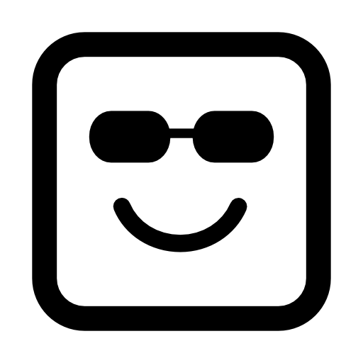Happy smiling emoticon square face with sunglasses