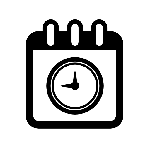 Calendar page with circular clock symbol