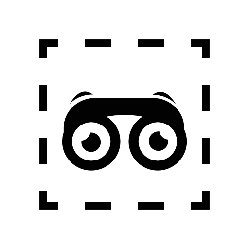Selection find interface symbol of binoculars with eyes in a square of broken line
