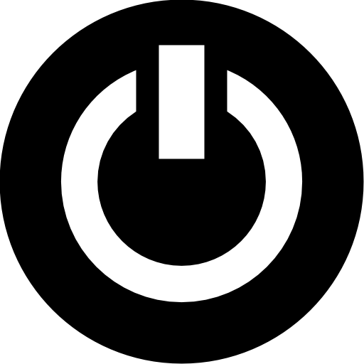 Power symbol in a circle in black and white