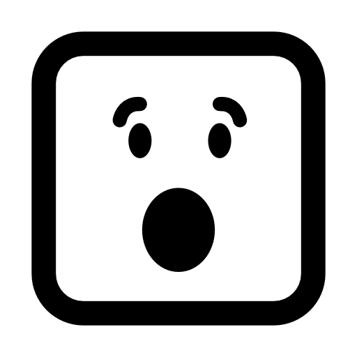 Surprised emoticon square face with open eyes and mouth