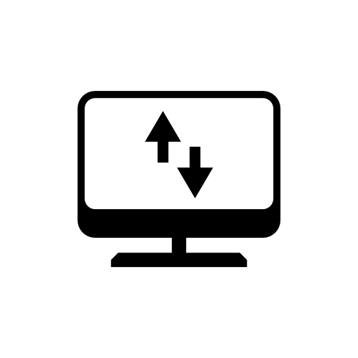 Computer screen with arrows up and down