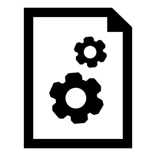 Document settings interface symbol of a papers sheet with two gears