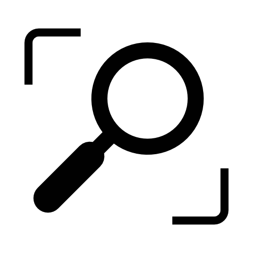 Search shot interface symbol with a magnifier tool
