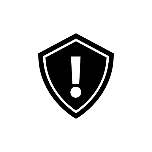 Security alert symbol of an exclamation sign inside a shield