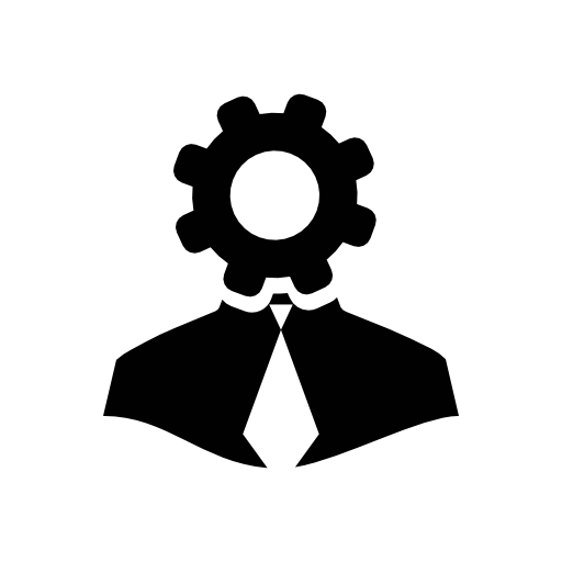 User settings interface symbol of a man with a cogwheel on the head