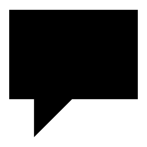 Speech bubble black rectangular shape, IOS 7 interface symbol