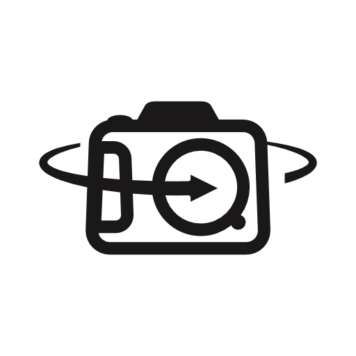 Photo camera with rotating arrow