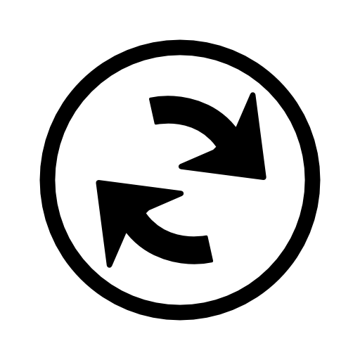 Refresh navigational arrows interface symbol inside a circle