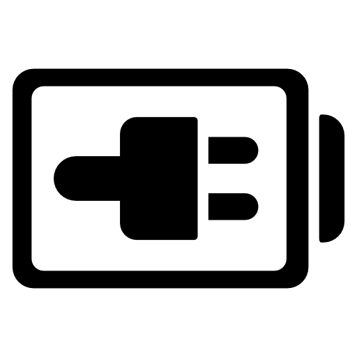 Plug sign on battery outline symbol