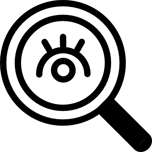 Search interface symbol of a magnifier with an eye inside