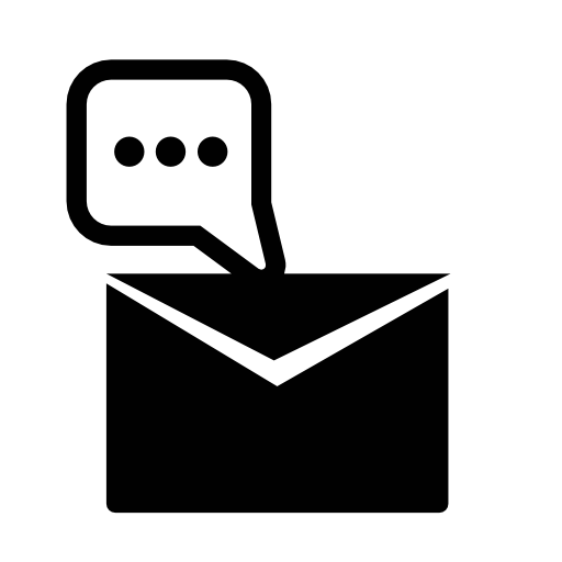 Data message closed envelope back with a speech bubble symbol