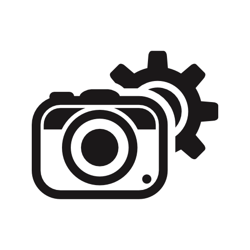 Photo camera configuration symbol for interface with a gear behind