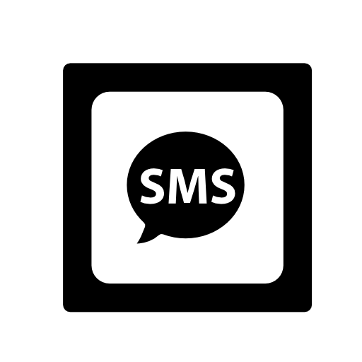 Sms in a speech bubble in a double square