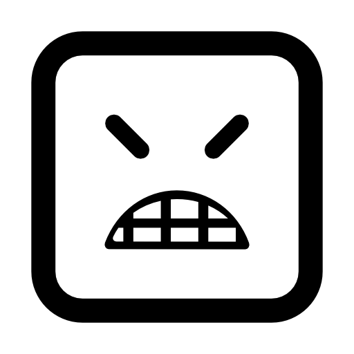 Angry emoticon square face with closed eyes
