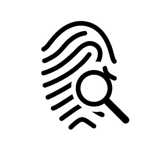 Fingerprint outline with magnifying glass