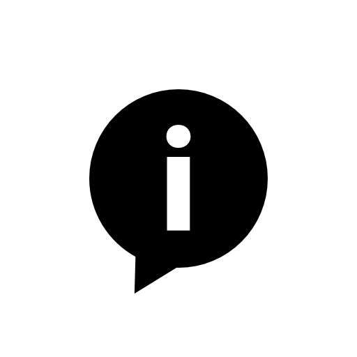 Written conversation speech bubble with letter i inside of information for interface