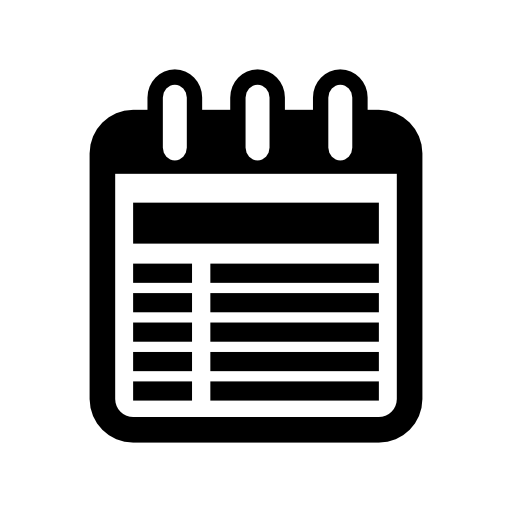 Calendar interface symbol with printed text lines