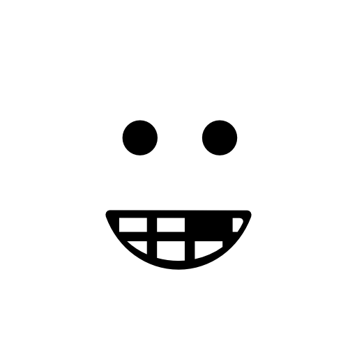 Smiley square face with broken teeth