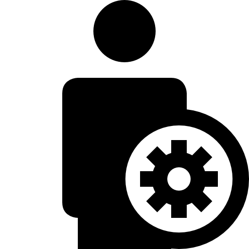 User settings button with half body shape and a gear