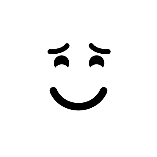 Smiling emoticon with raised eyebrows and closed eyes