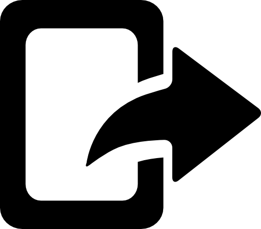 Share, arrow pointing out on a rectangular