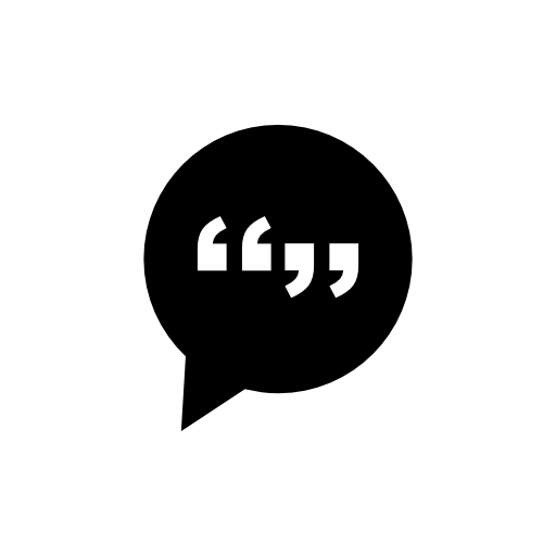 Conversation mark interface symbol of circular speech bubble with quotes signs inside