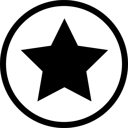 Star black shape in a circle outline favourite interface symbol