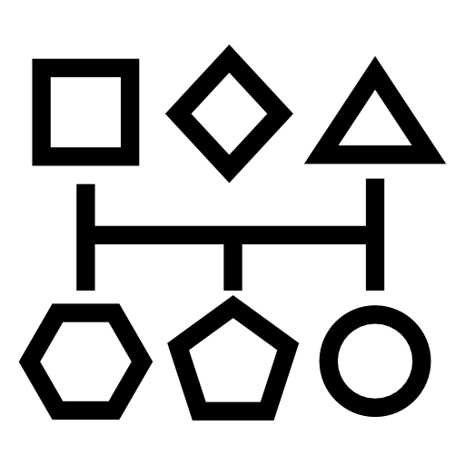 Geometrical basic shapes outlines in a graphic connected by lines