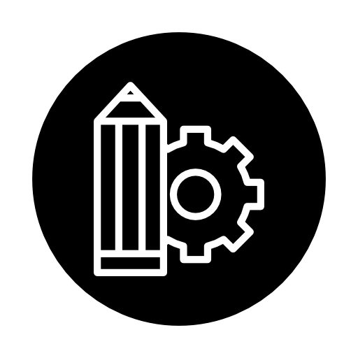Edit settings symbol for interface with a pencil and a cogwheel in a circle