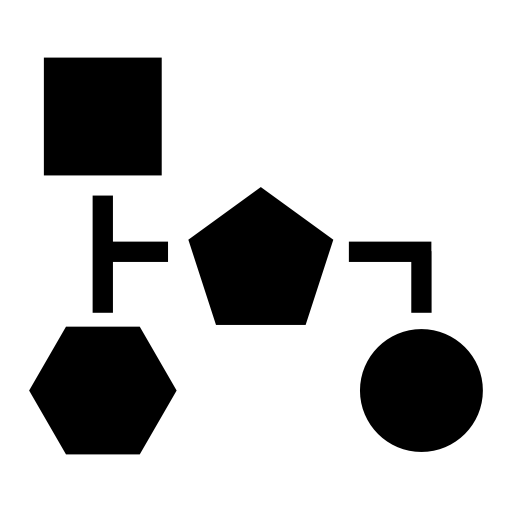 Block scheme of black geometrical shapes