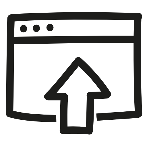 Upload file hand drawn interface symbol
