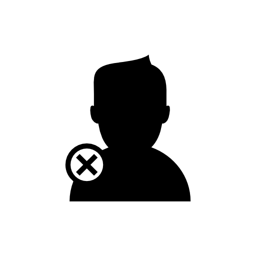Man close up silhouette in black with a small cross for interface delete user button