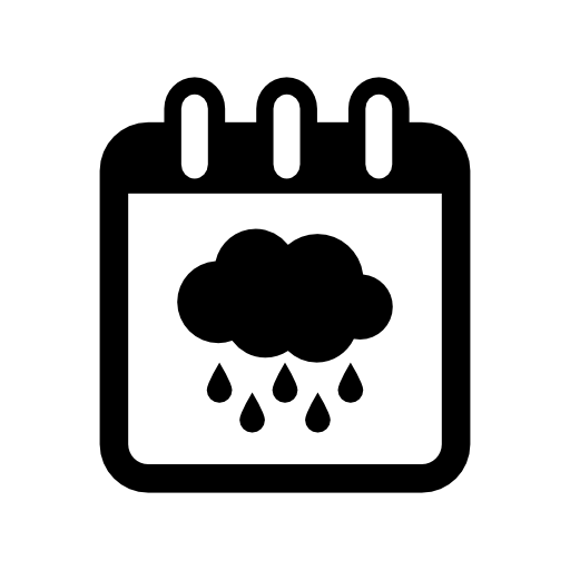 Rainy season on calendar page symbol