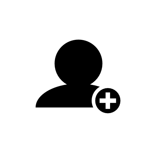 Add people interface symbol of black person close up with plus sign in small circle