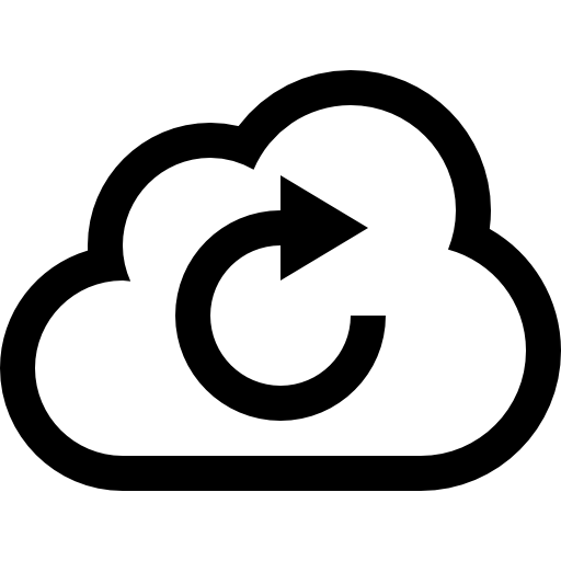 Cloud refresh symbol with a circular arrow inside