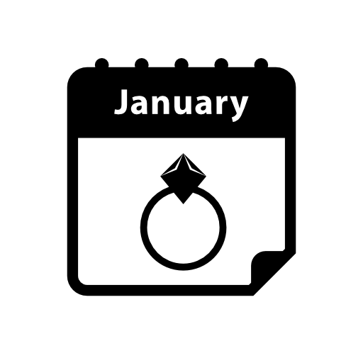 Engagement ring reminder January day on calendar interface symbol
