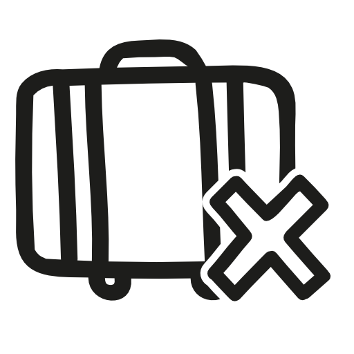 Cancel suitcase hand drawn interface symbol