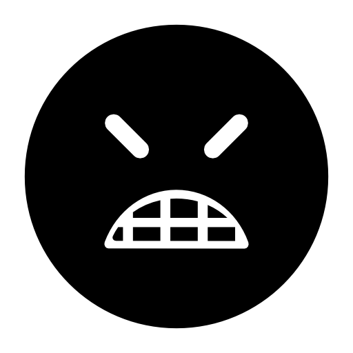 Angry emoticon square face with closed eyes