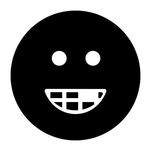 Smiley square face with broken teeth