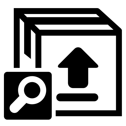 Box closed package with a magnifier tool for interface search button