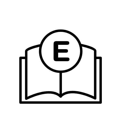 E-book outline interface symbol in a circle