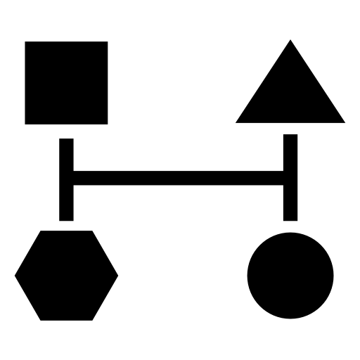Block scheme of four basic geometric black shapes